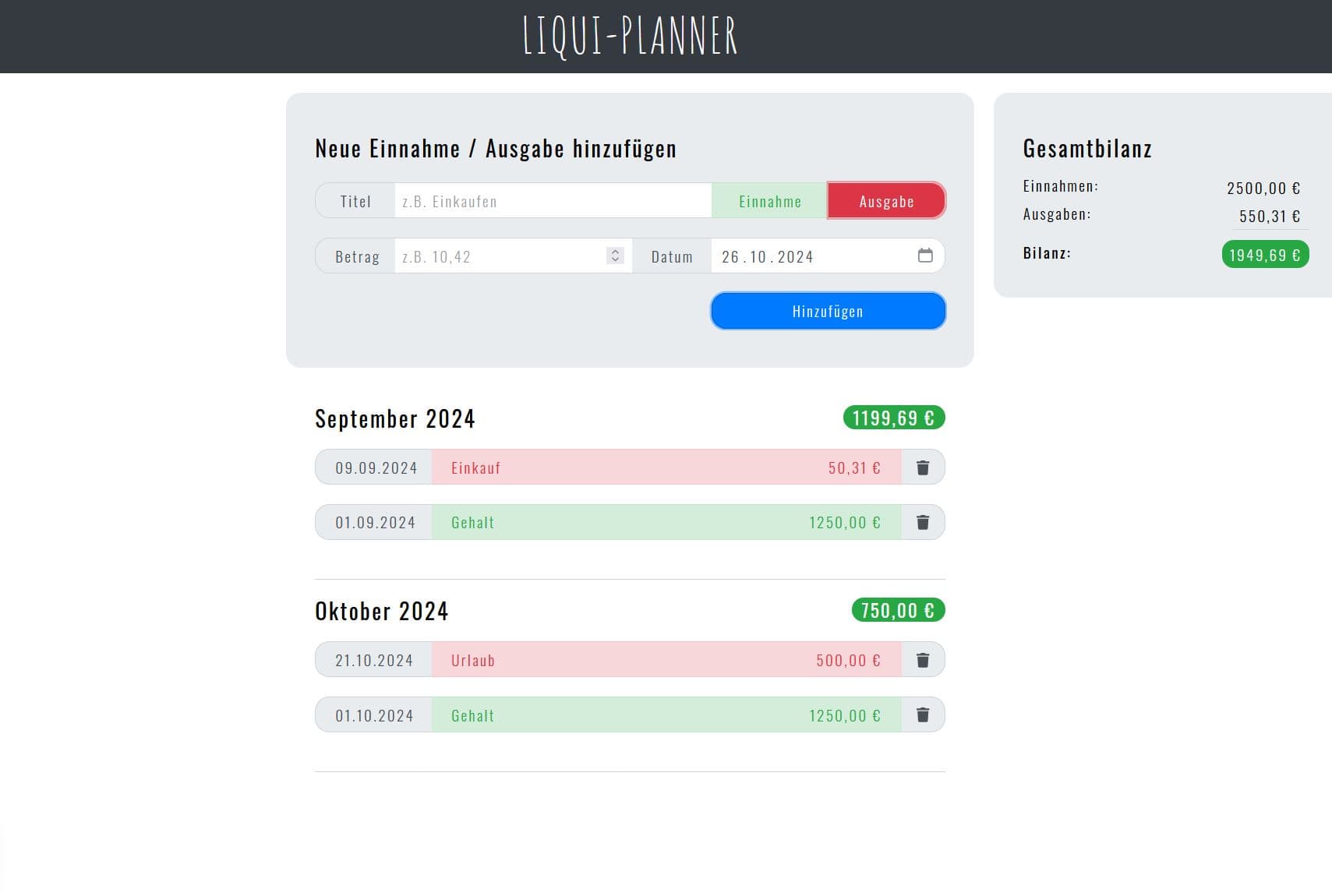 Projekt 'Budget-Planner' 