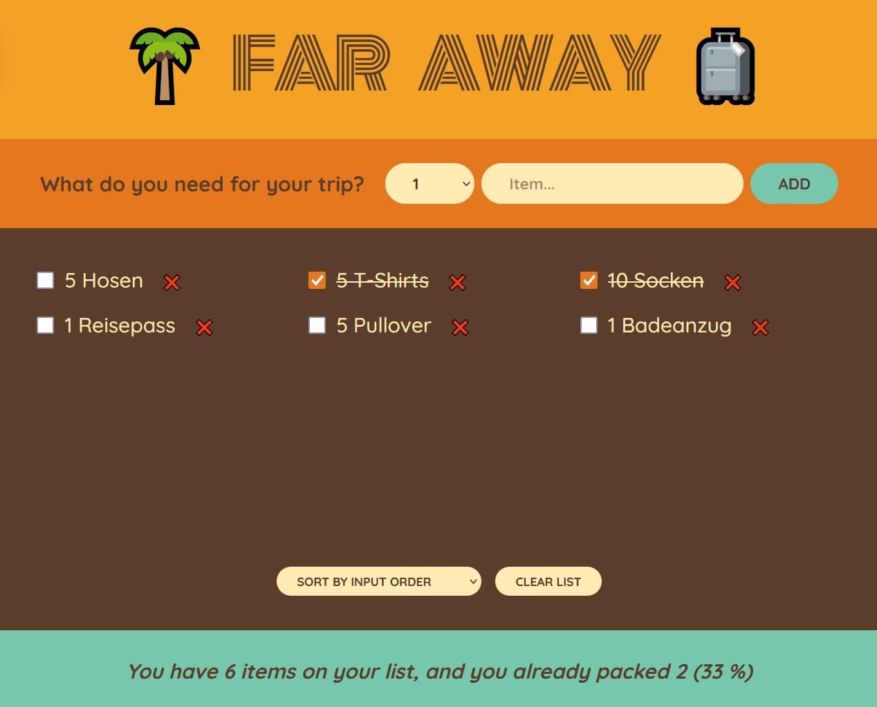 Projekt 'Travel-List' 