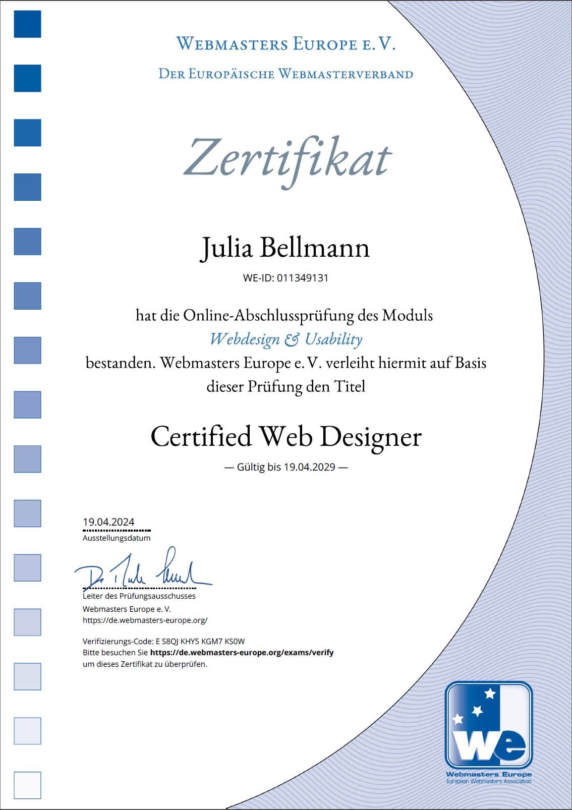 Zertifikat Web-Designer